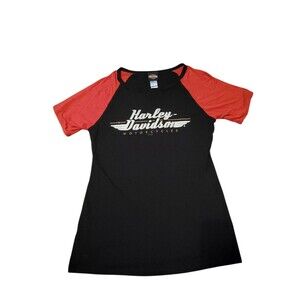 Women's Size Medium Harley-Davidson Tee Sparkly V-neck Vintage Look
